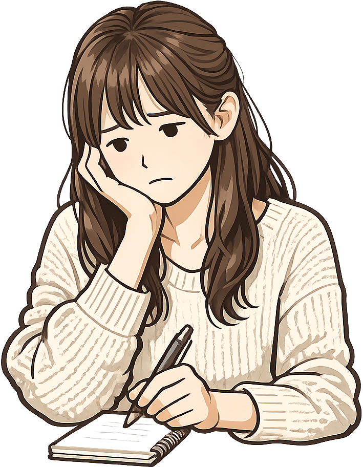 メモを書いている女性