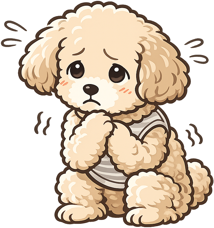 怯えている小型犬