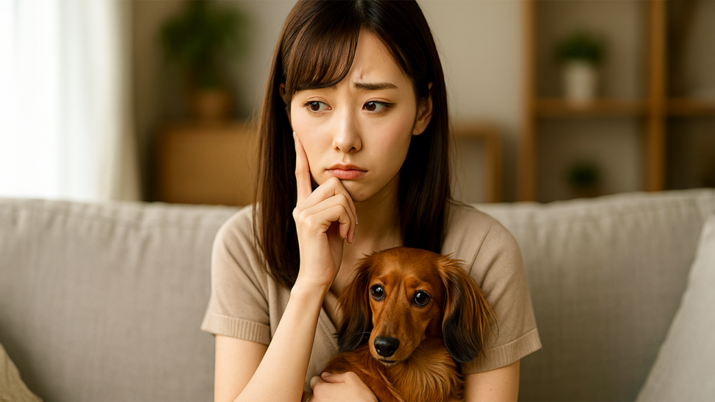 ダックスの鳴き声に困っている女性
