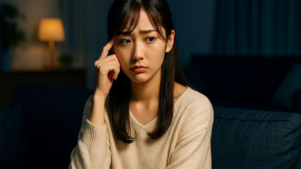深夜に不安な飼い主の女性