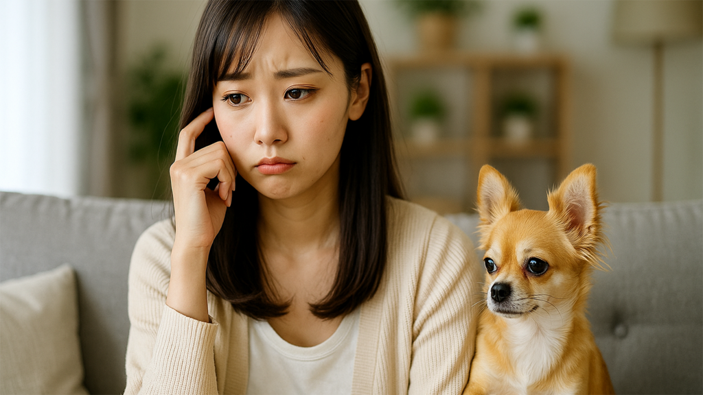 飼い犬に困っている女性