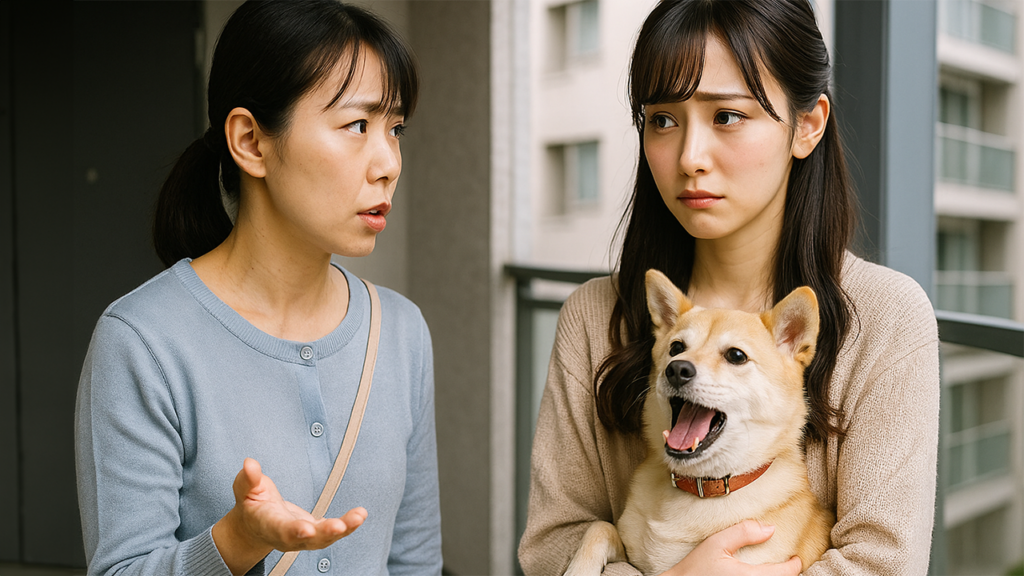 苦情を言われている飼い主の女性