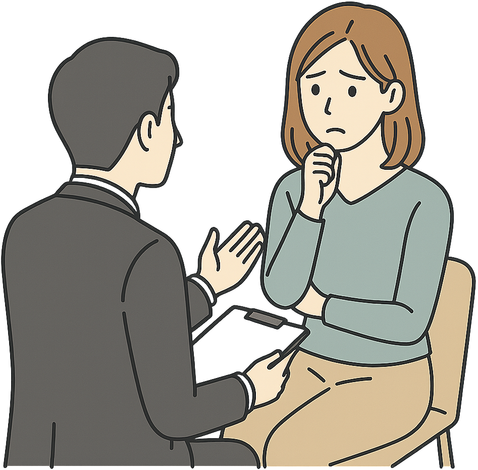弁護士に相談している女性