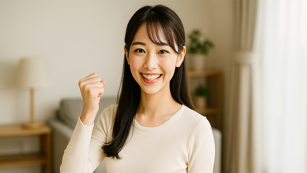 明るい表情の女性