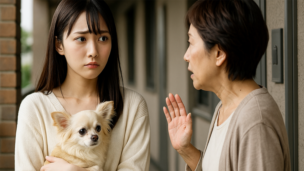 苦情を言われている飼い主の女性