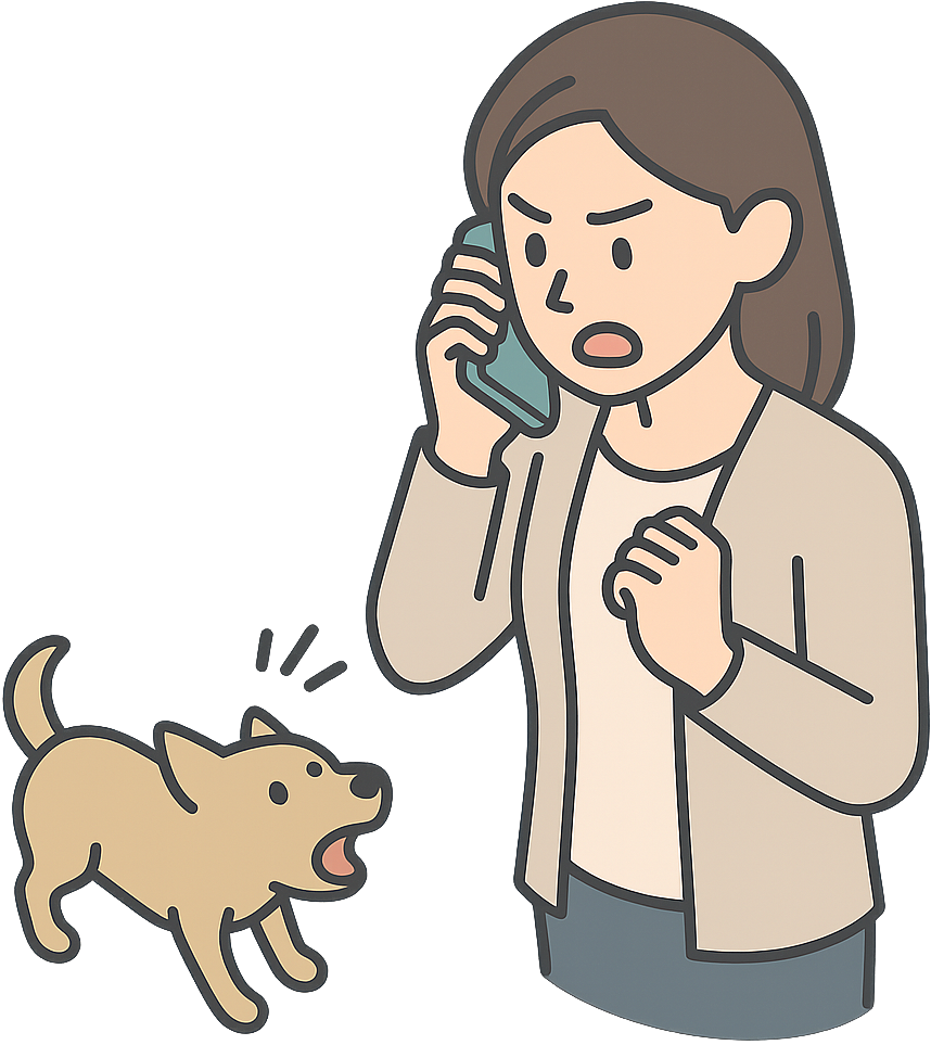 通報している女性