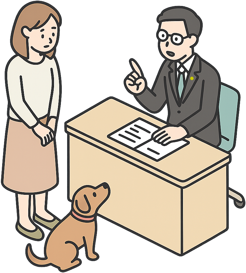 弁護士に相談している飼い主
