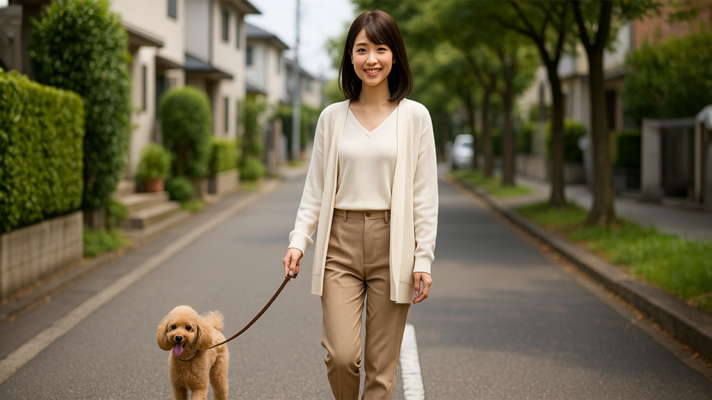犬の散歩をしている飼い主