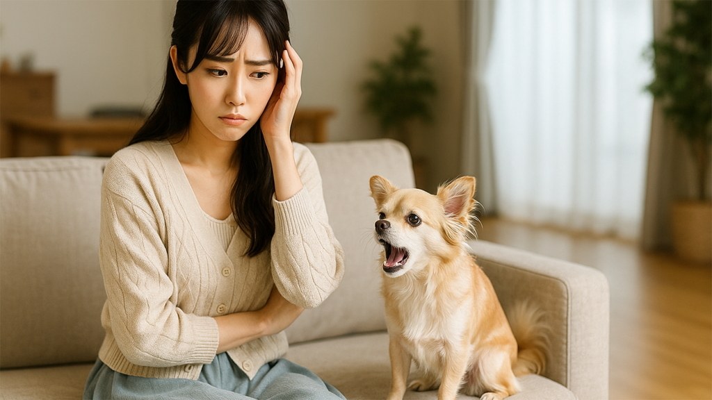 飼い犬の鳴き声に困っている女性