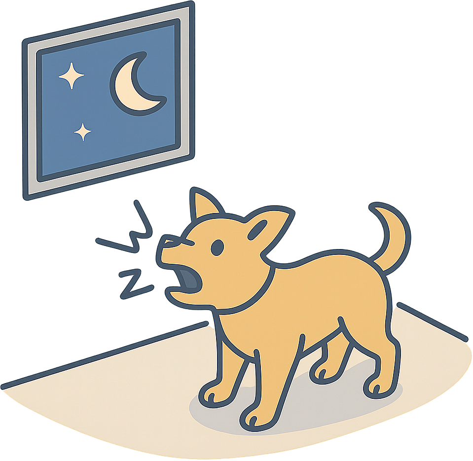 深夜に激しく吠えている小型犬