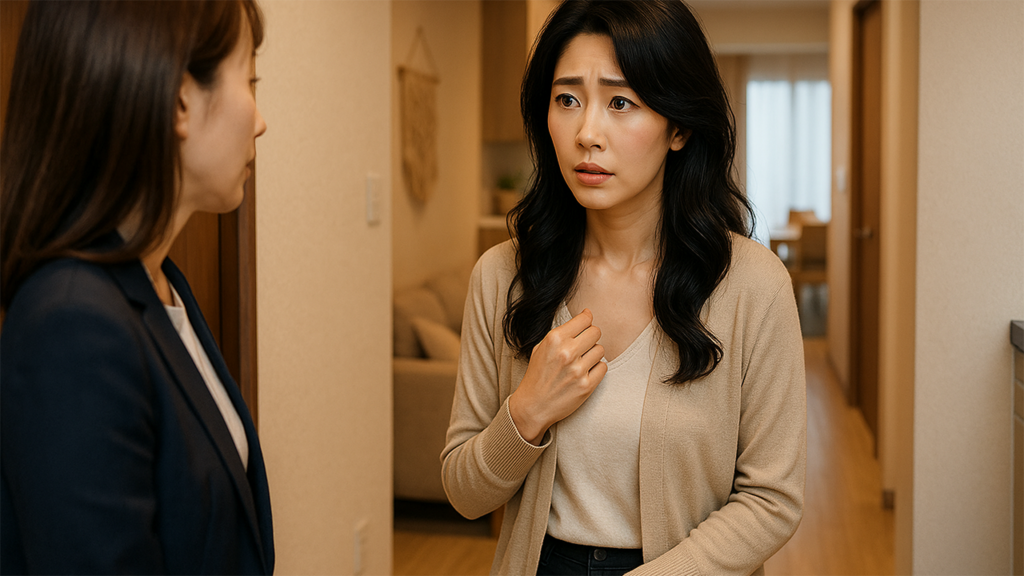 近隣住人に苦情を言われている飼い主の女性