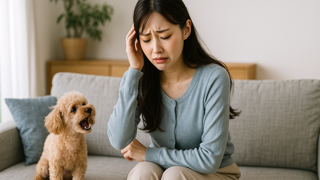 飼い犬の鳴き声で困っている女性
