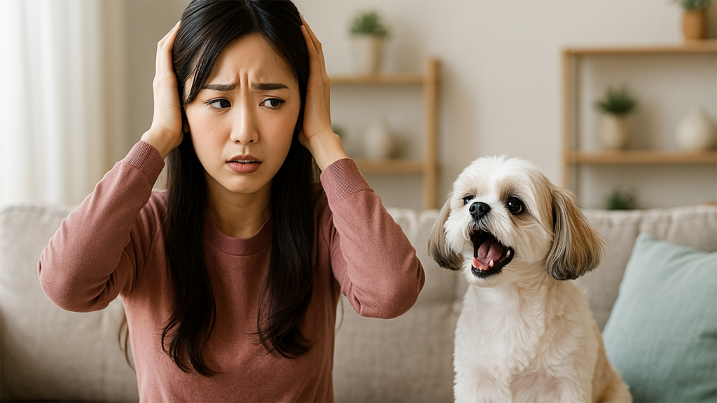 飼い犬の鳴き声で困っている女性