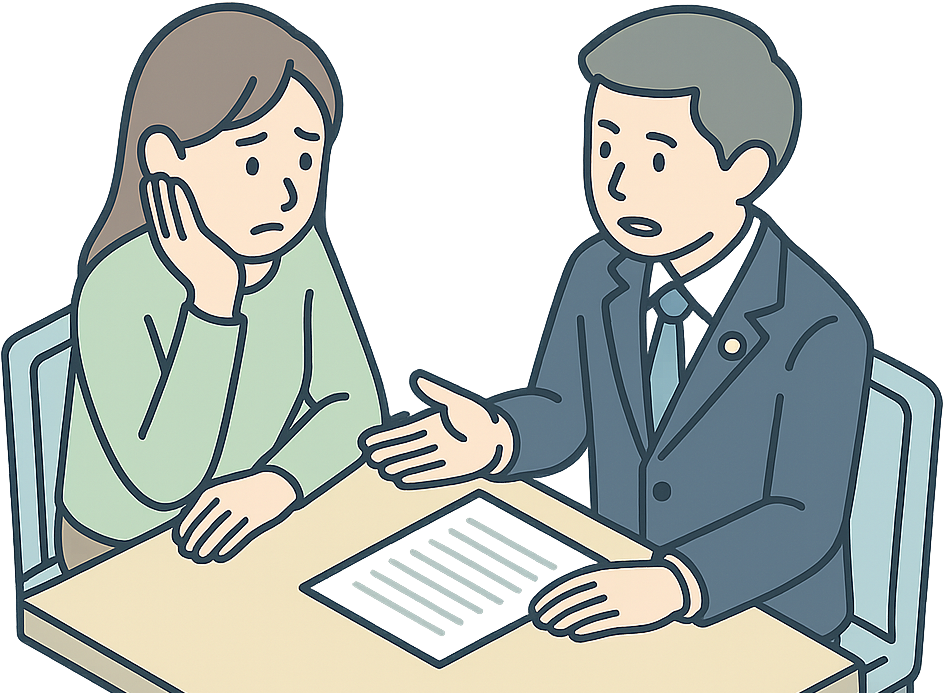 弁護士に相談している女性