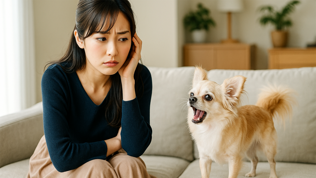 困っている飼い主の女性