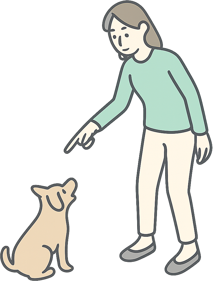 犬を叱っている女性