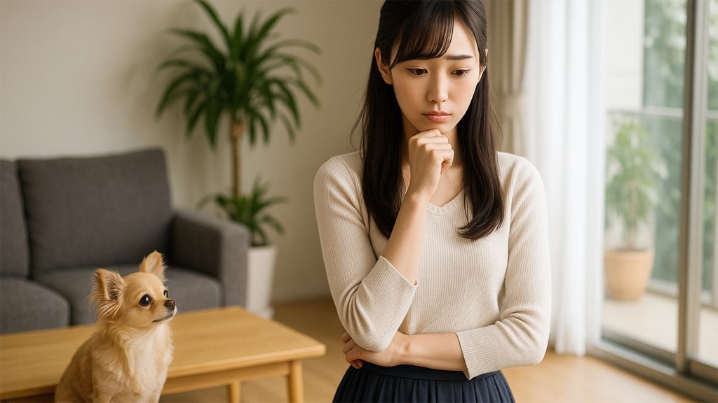 困っている飼い主の女性