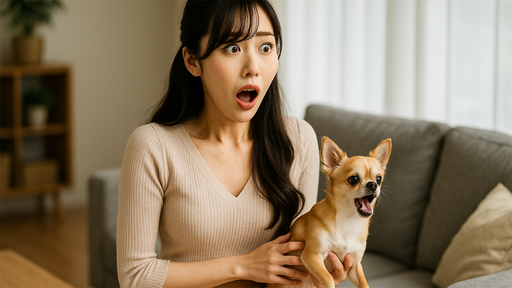 マンションで犬を飼っている女性