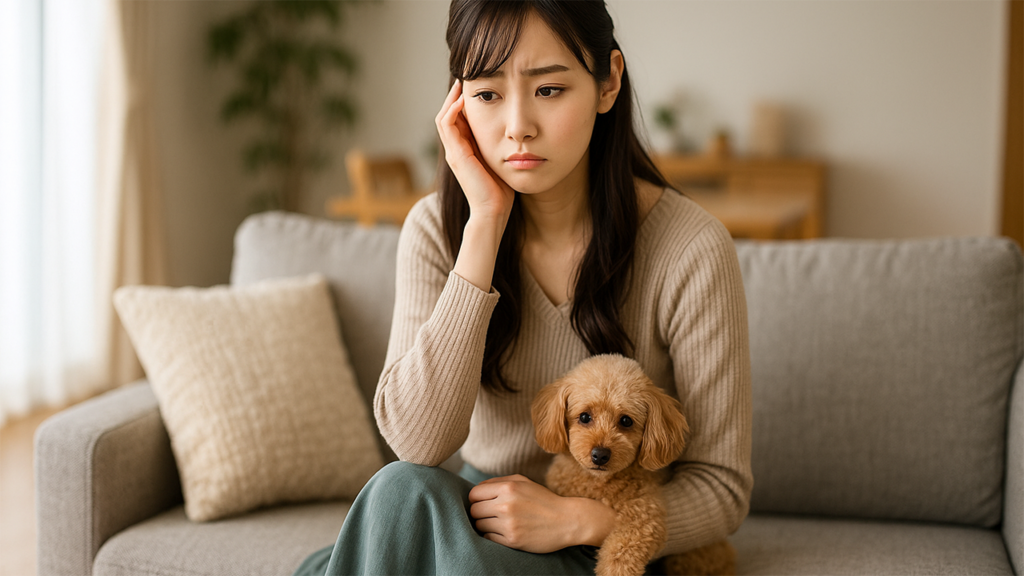 マンションで犬を飼っている女性