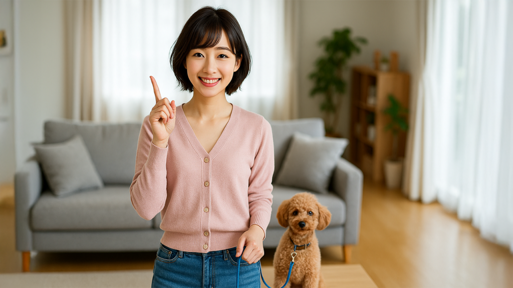 マンションで犬を飼っている女性
