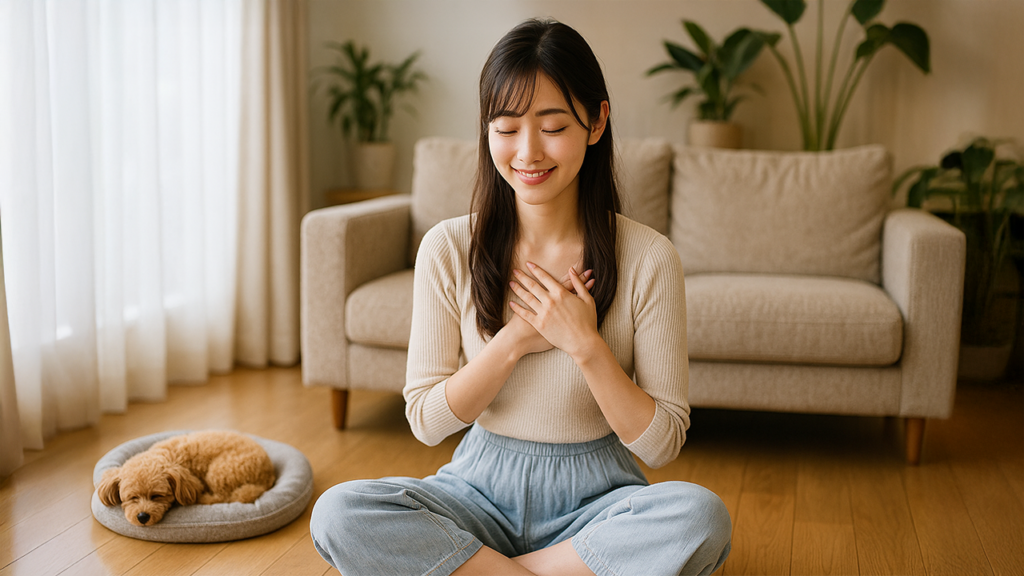 マンションで犬を飼っている女性