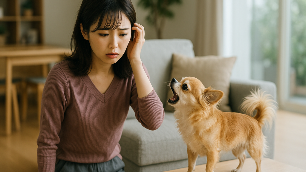 マンションで犬を飼っている女性