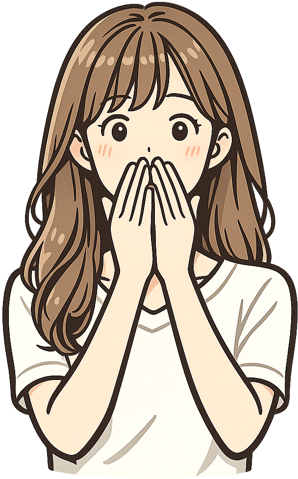 口元を抑えて驚いている