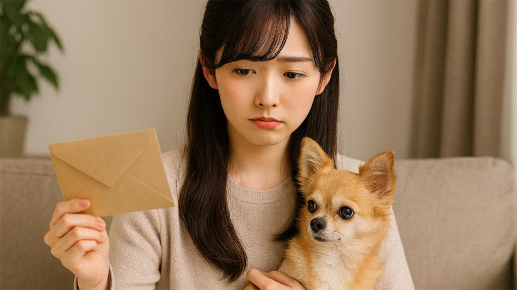 騒音の苦情の手紙を受け取った女性